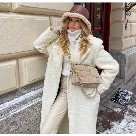 ZARA BLOGGER FAVORITE STRAIGHT LEG FAUX LEATHER PANTS BEIGE - Picture 6 of 15